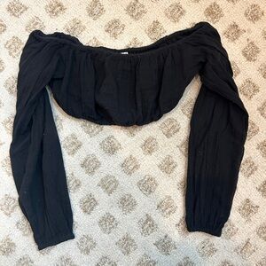 ASOS Black Off-Shoulder Long Sleeve Crop Top